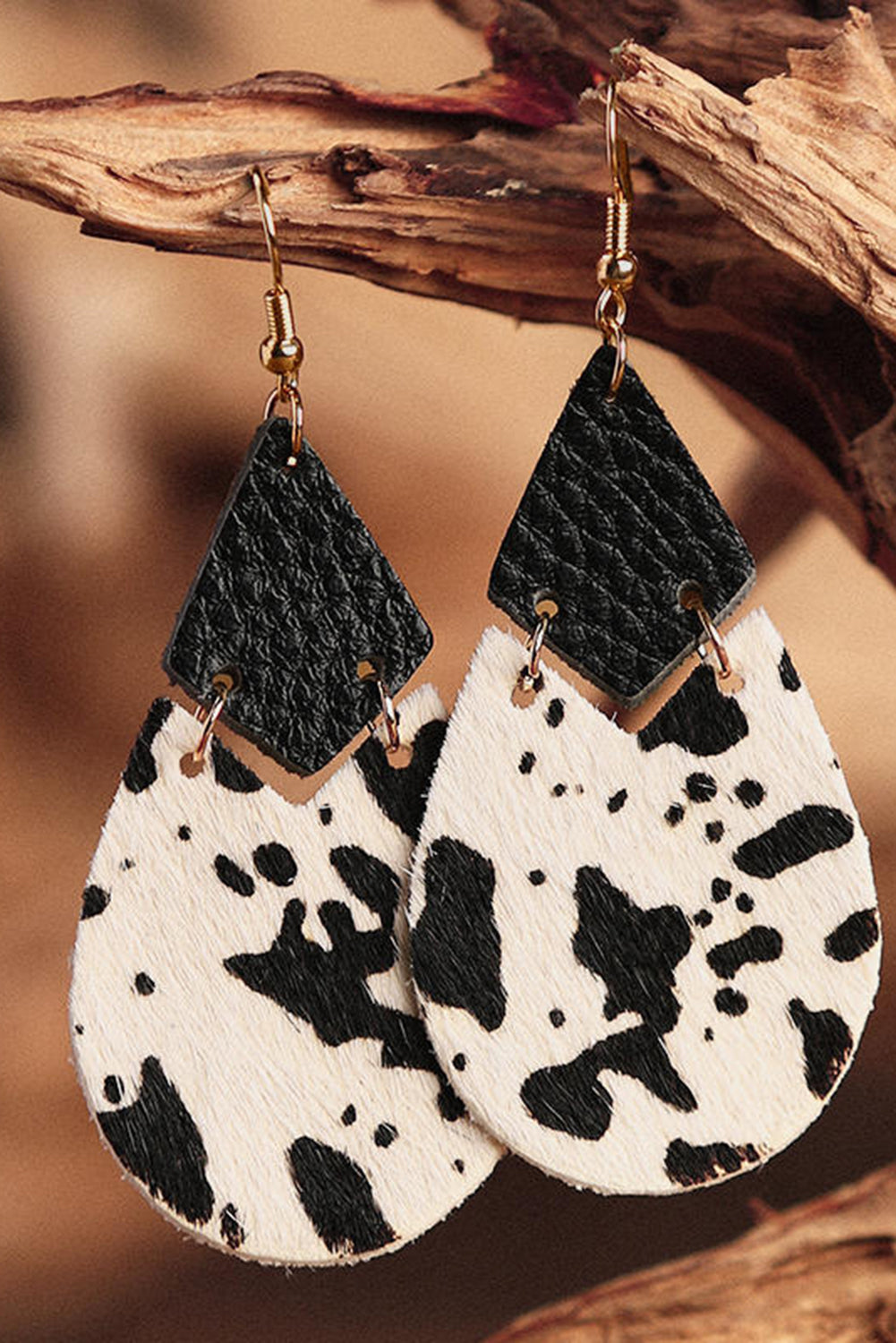 Cow Print Teardrop Earrings
