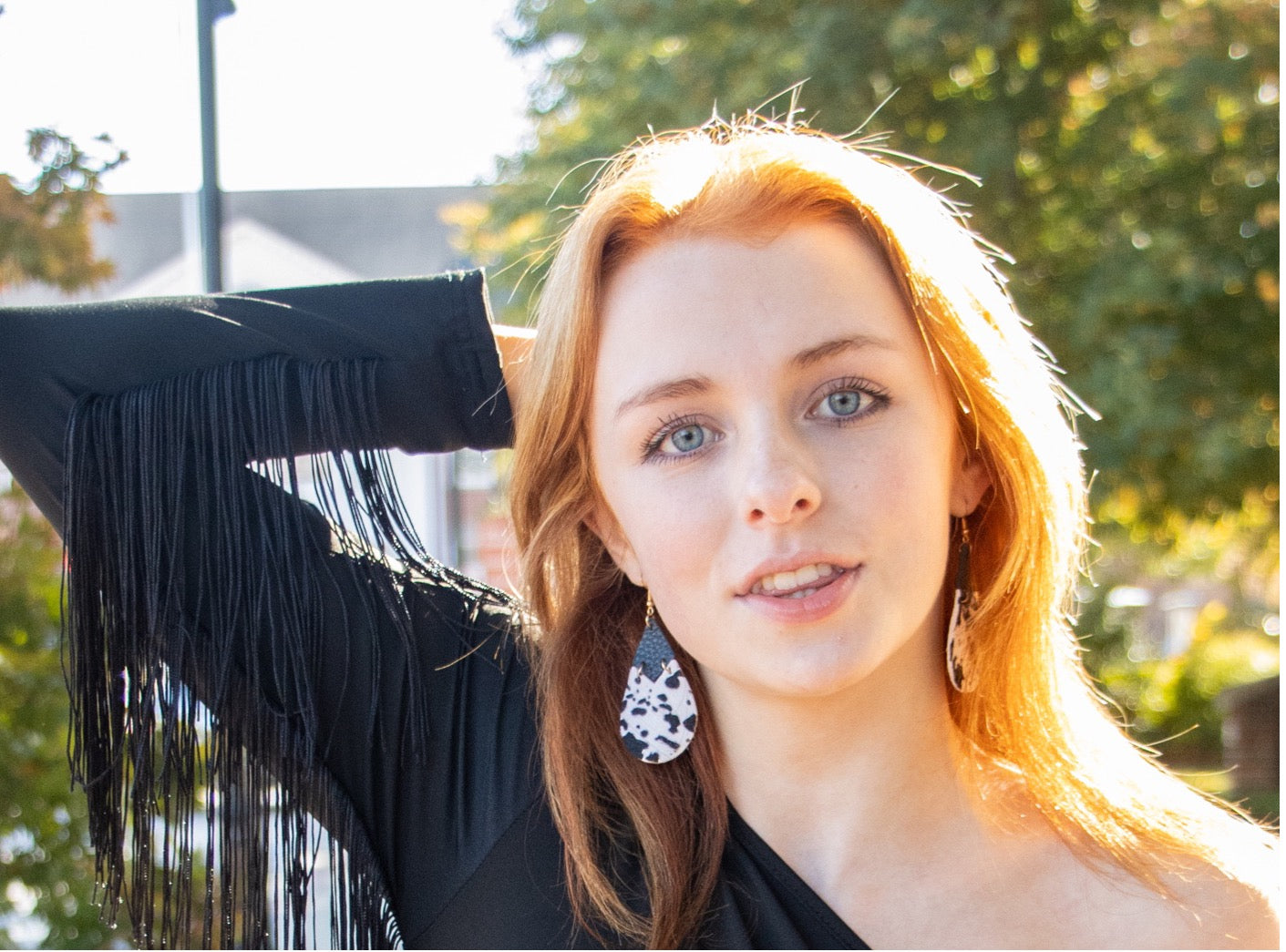 Cow Print Teardrop Earrings