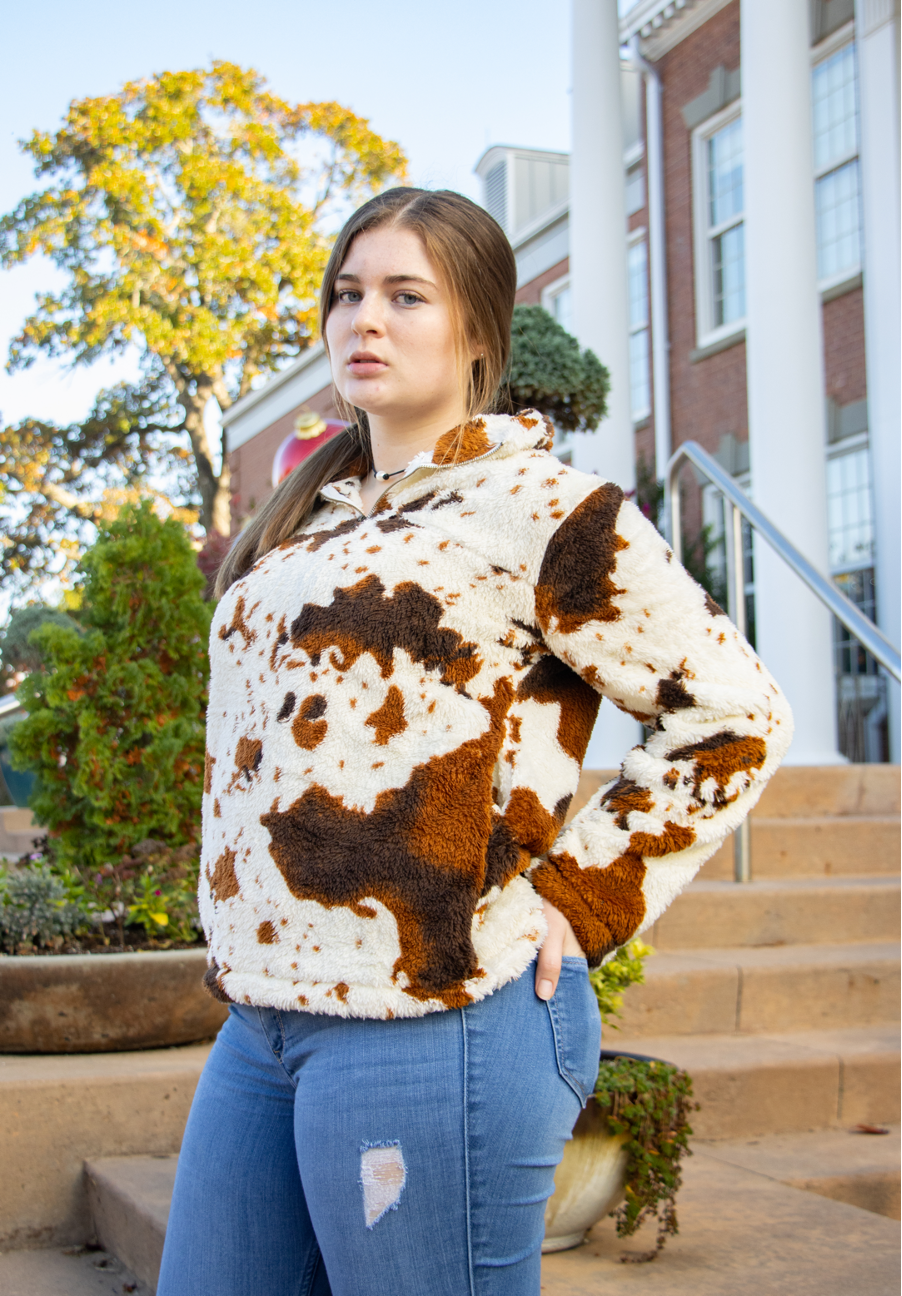 Cow Print Sherpa