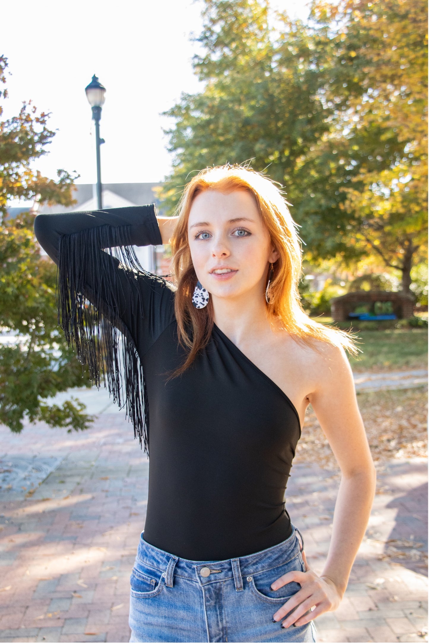 Asymmetrical Fringe Bodysuit