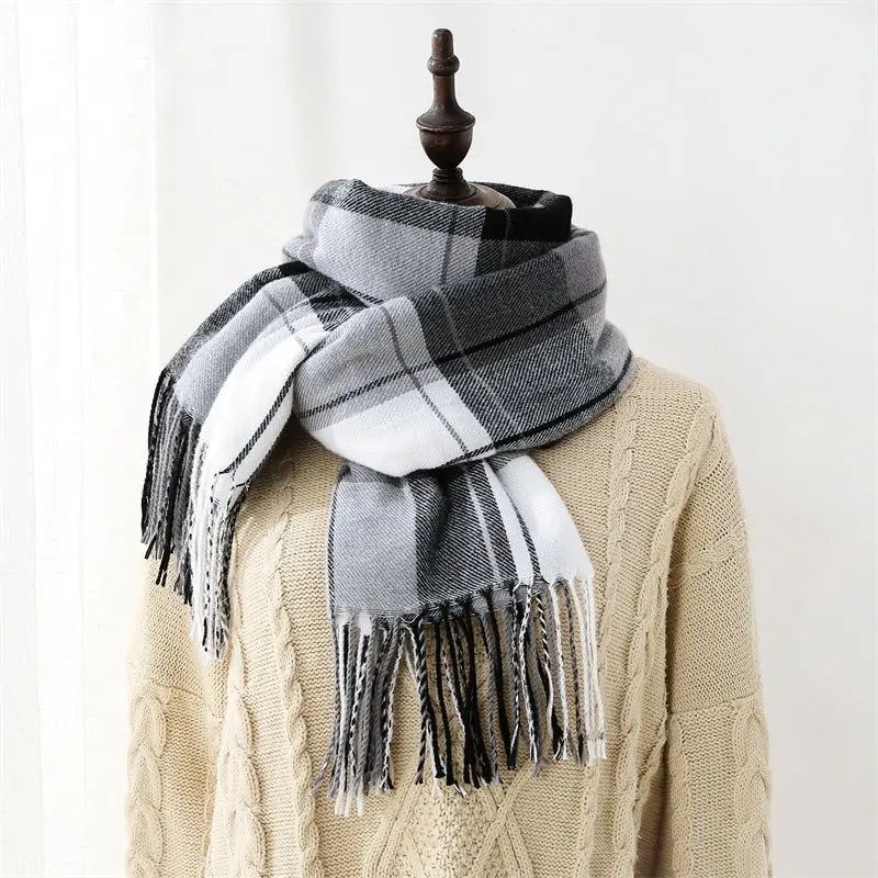 Classic Plaid Tassel Scarf