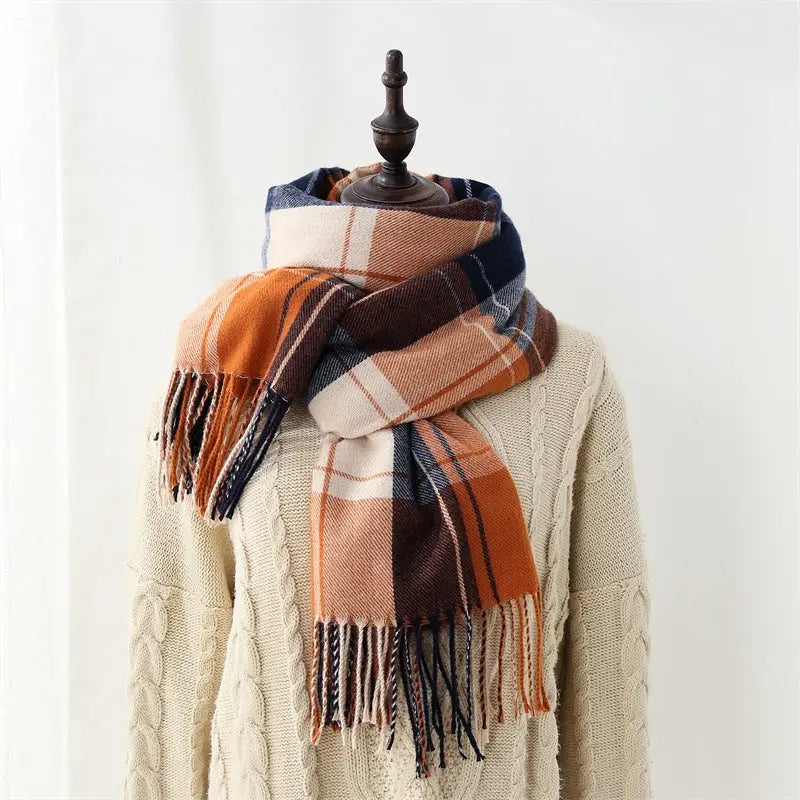 Classic Plaid Tassel Scarf