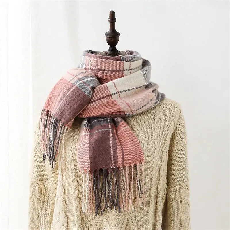 Classic Plaid Tassel Scarf