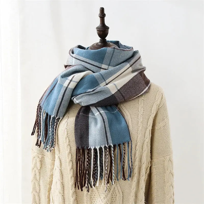 Classic Plaid Tassel Scarf
