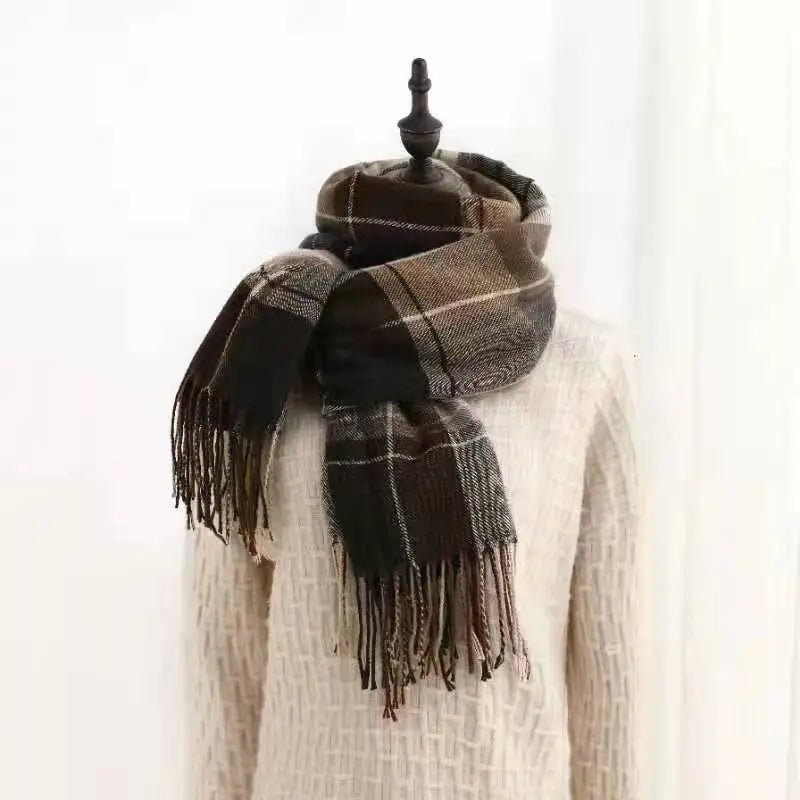 Classic Plaid Tassel Scarf