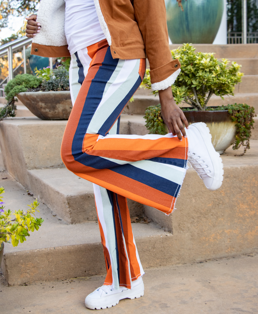Autumn Striped Bell Bottoms
