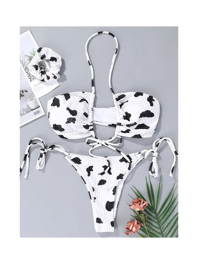 Cow Print Bikini Top